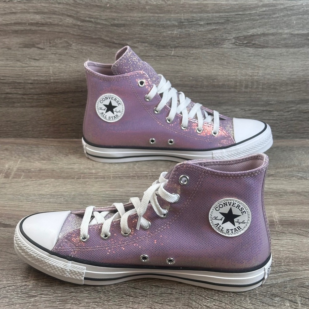 Converse Chuck Taylor All Star Sneakers Kids 6 Altitude Lilac Glitter High NEW